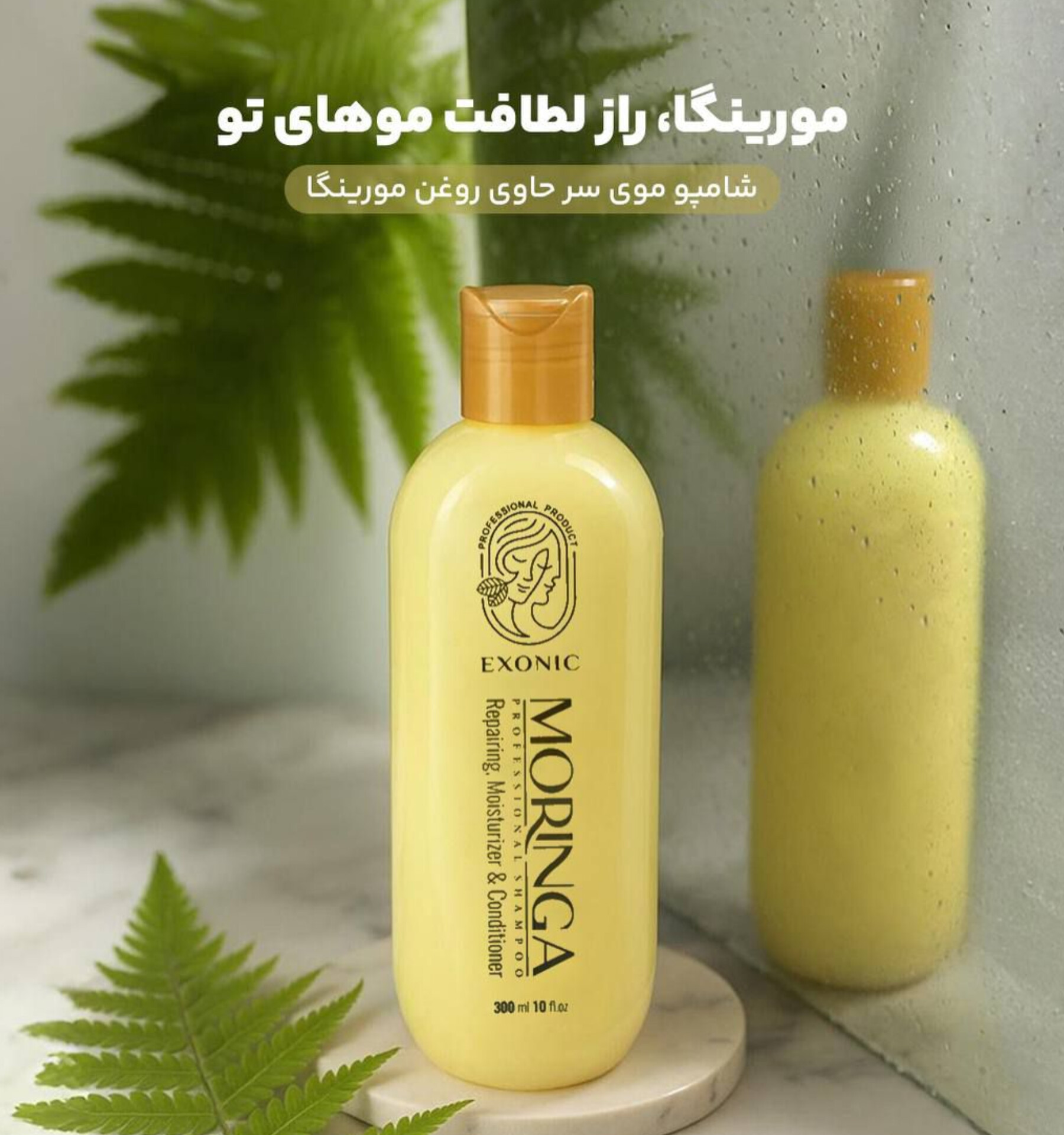 🌿 شامپو مورینگا اگزونیک | ترمیم‌کننده، آبرسان و تقویت‌کننده مو