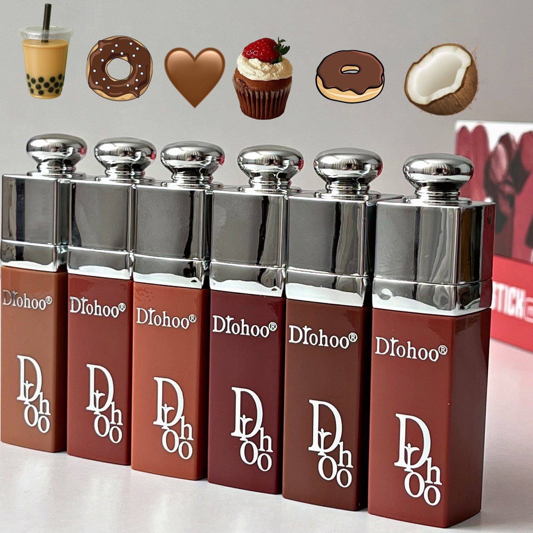 رژ لب مایع طرح دیور Drohoo با رنگ‌بندی متنوع و طراحی لوکس | مناسب آرایش روزانه و مجلسی